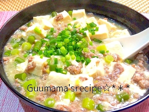 辛くない♡にんにくの芽で旨みたっぷり♡白麻婆豆腐